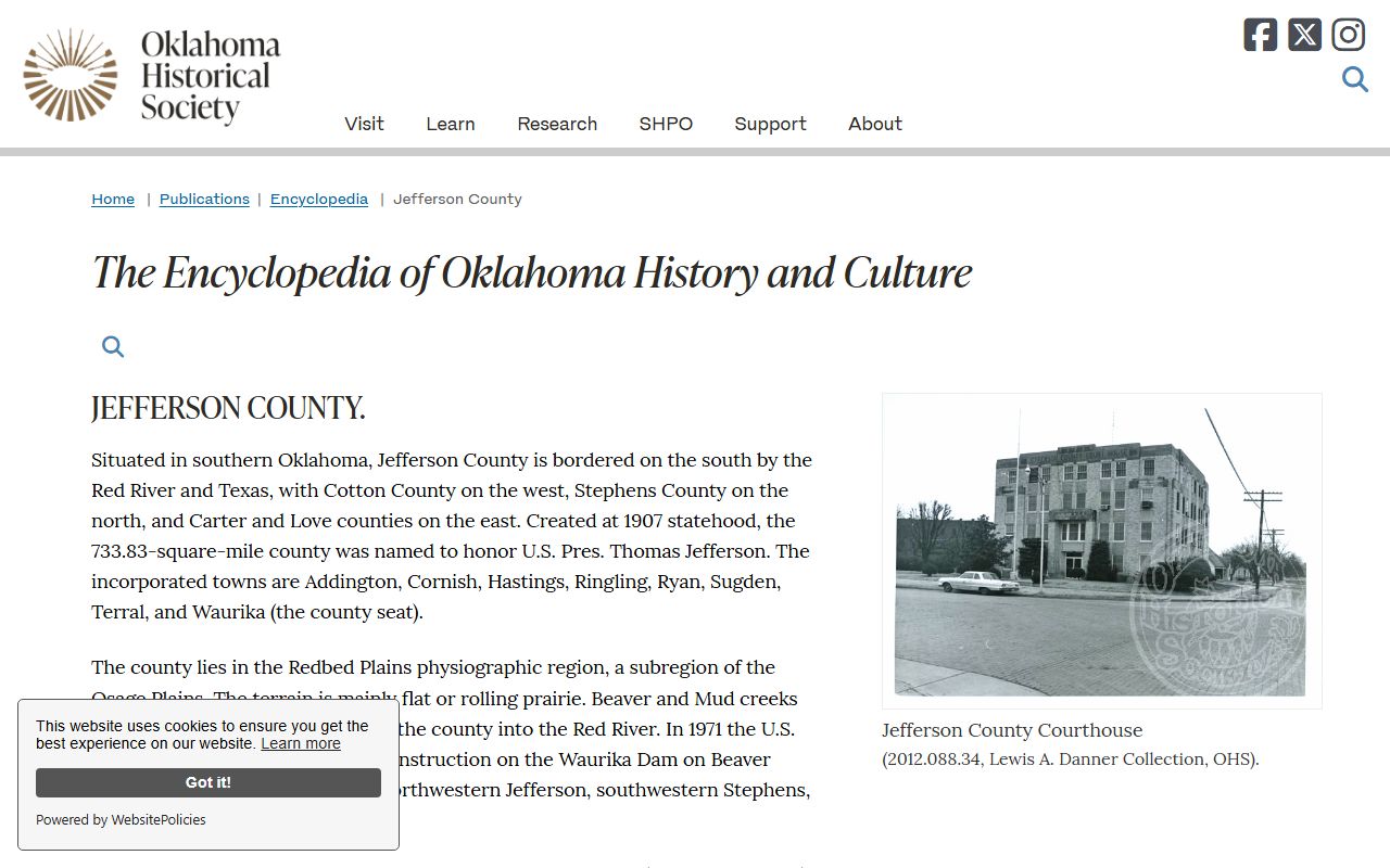 Jefferson County court records and county history overview