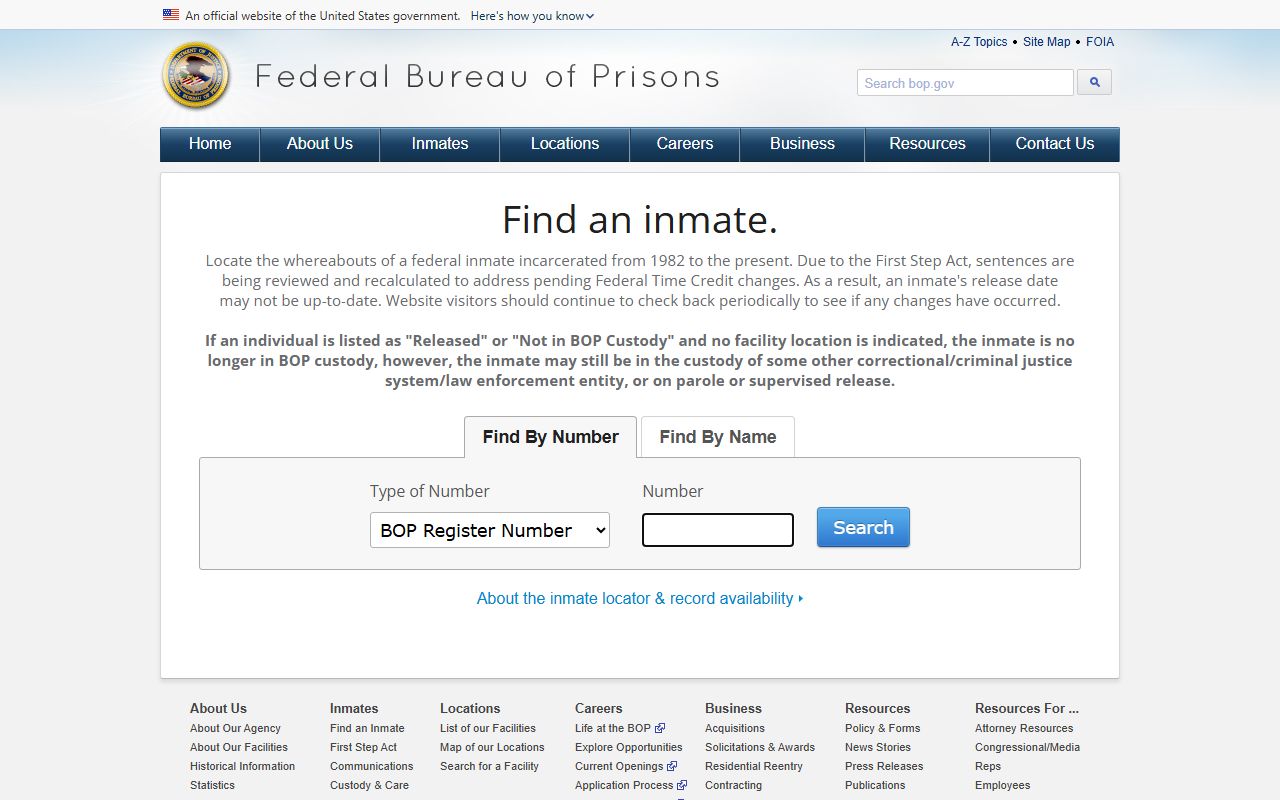 Jefferson County inmate records federal Bureau of Prisons locator